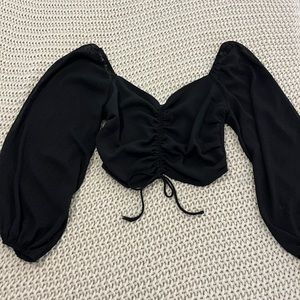 Black Long Sleeve Crop Top